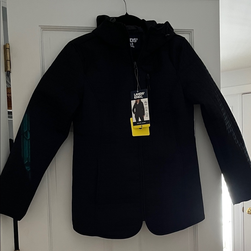 Lands' End  Black Quilted Jacket. Size: Small